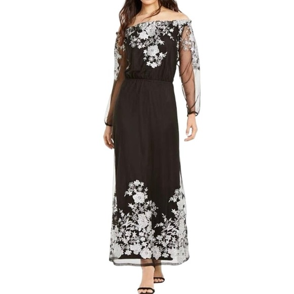 Inc International Concepts Off The Shoulder Heavily Embroidered Maxi Dress- Sz 6 - Picture 1 of 7
